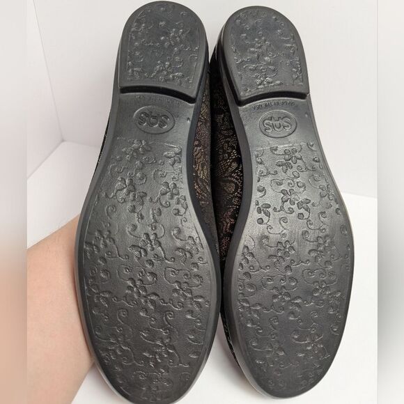 SAS Black Metallic Lace Ballet Flats - removable Ortholite insoles - Picture 6 of 7